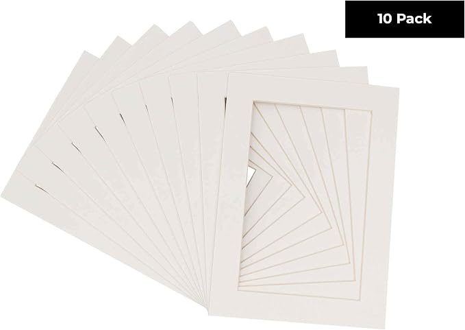 8x12 Mat for 11x14 Frame - Precut Mat Board Acid-Free Show Kit with Backing Board, and Clear Bags Textured White 8x12 Photo Matte For a 11x14 Picture Frame Matboard for Framing, Pack of 10 Mats - Image 2