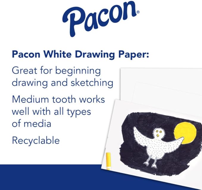 Pacon Drawing Paper, White, Supreme Weight, 12" x 18", 500 Sheets/Pack, Case of 3 Packs, 1500 Sheets Total - Image 3