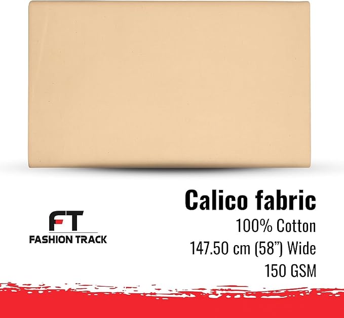 FT Calico Fabric 58" Wide 100% Cotton Natural Muslin (5 Yard) | 100% Cotton Medium Weight Calico Fabric for Sewing, Quilting, Curtain Linings, Pillowcases & DIY Projects - Image 6