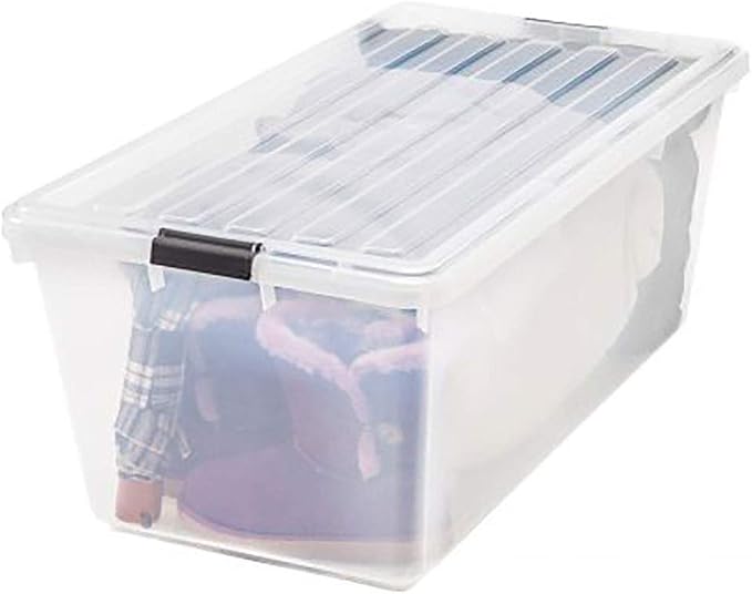 IRIS USA 91 Qt Stackable Storage Bins with Lids, Clear | Clear design makes contents easy to identify while organizing closets, bedrooms and storage rooms, Stackable and nestable - Image 2