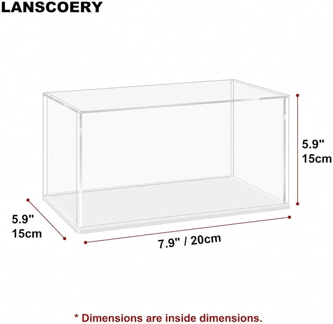 LANSCOERY Acrylic Display Case, 7.9 x 5.9 x 5.9 in, Upgraded Thickened UV-Resistant Showcase, 98% Clarity Dustproof Box with Glossy White Base for Action Figures, LEGO & Models - Image 6