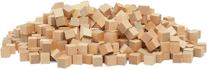 DIY Wooden Cubes 1/2-inch, Pack of 500 Small Blank Wooden Blocks, Unfinished Wood Blocks for Crafts, STEM, Dice, and Building Blocks for Stacking, by Woodpeckers by Woodpeckers