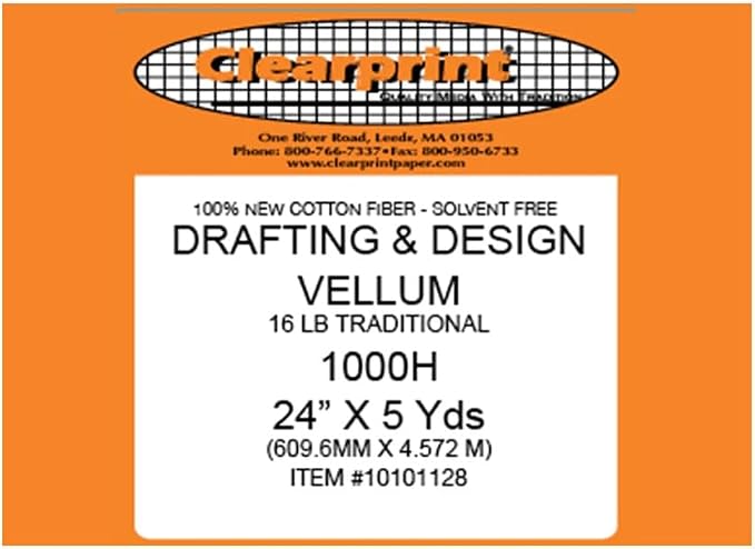 Clearprint 24" x 5 Yards 1000H Design Vellum Roll, 16 lb., 100% Cotton, 1 Each - Image 3