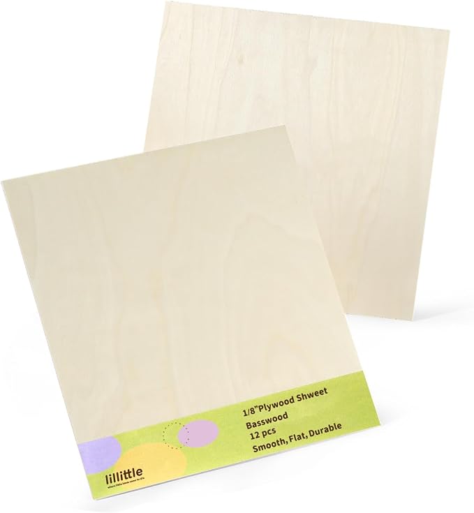 12 Pack Basswood Plywood Sheets 18"x18"x1/8", Basswood for Laser Cutting | Smooth Surface, Uniform Thickness, No Burrs, No Warping, No Knots, No Cracks by lilLittle
