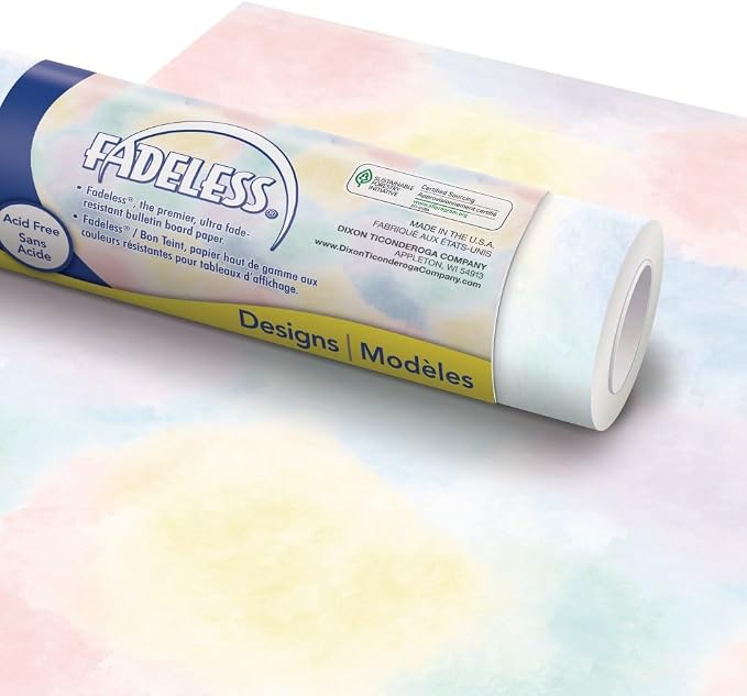 Fadeless Bulletin Board Paper, Fade-Resistant Paper for Classroom Decor | Watercolor, 47.25" x 50', 1 Roll - Image 2