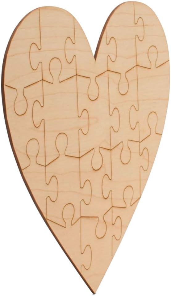 Blank Puzzle Heart Wood Cutouts 23-inch, 1/8 inch Thick, Pack of 5 Wooden Hearts for Crafts, Mother's Day and Valentines, by Woodpeckers - Image 4