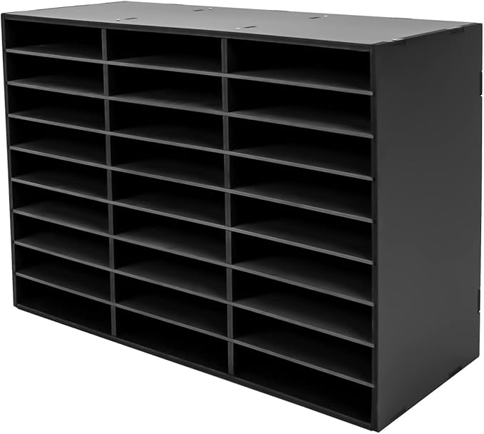 Mail Sorter Organizer, Black Mailbox for Classroom, 27 Compartments Literature Organizer, Desktop File Sorter, Paper Organizer for Home School Office (27 Slots Black) by MhdunueSK