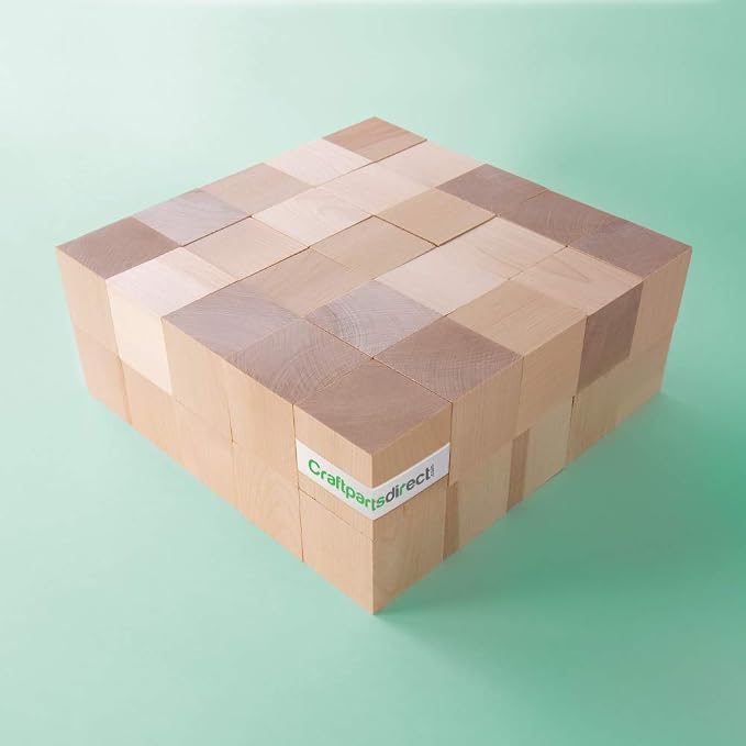 2 Inch Unfinished Solid Birch Wood Cubes | Natural Wooden Square Blocks for DIY Crafts | 10 Pack - Image 4