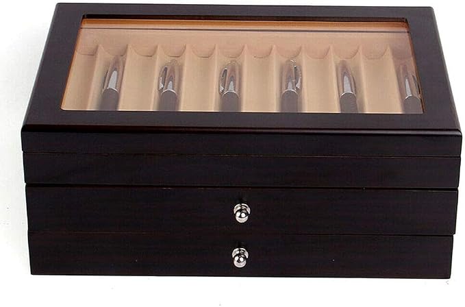 Ethedeal 3 Layer 34 Slots Display Box Wood Pen Display Case Fountain Pen Storage Box Gifts,Pen Display Case Storage, Fountain Pen Collector Organizer Box(34-Black) - Image 6