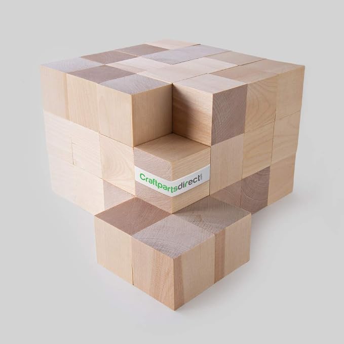 2 Inch Unfinished Solid Birch Wood Cubes | Natural Wooden Square Blocks for DIY Crafts | 10 Pack - Image 5