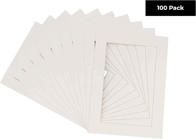 11x14 Mat for 12x16 Frame - Precut Mat Board Acid-Free Show Kit with Backing Board, and Clear Bags Textured White 11x14 Photo Matte For a 12x16 Picture Frame Matboard for Framing, Pack of 100 Mats - Image 2