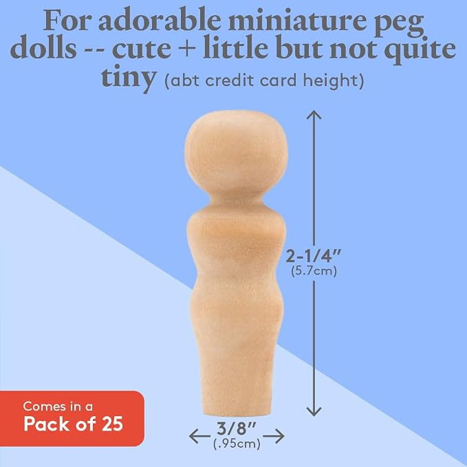 Wood Peg Dolls, 2-1/4 Inch Mom Shape Wooden Peg People, Pack of 25 Wooden Dolls for Play, Strong Birch Wooden People Figures, Peg Dolls Unfinished, Wooden Pegs for Crafts - Image 4