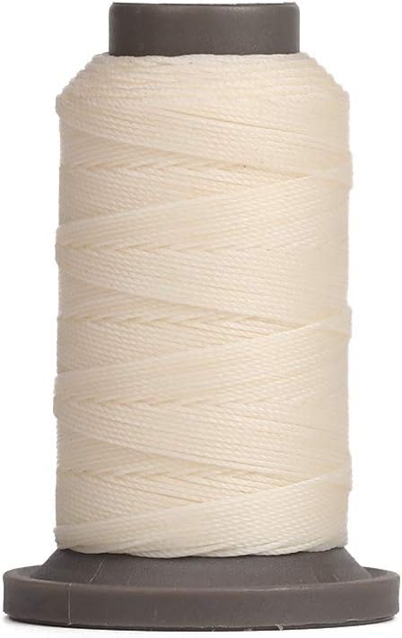 WUTA 0.55mm Round Waxed Thread for Leather Sewing Leather Thread Wax String Polyester Cord Leather Craft Hand Sewing Stitching Bookbind (Cream White, 0.55mm, 98Yards) by WUTA