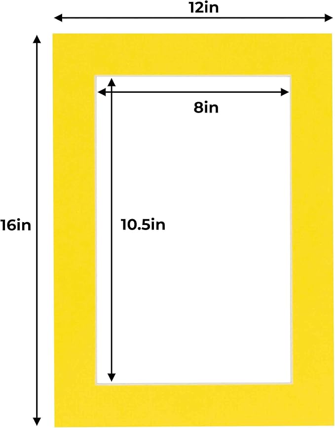 8.5x11 Mat for 12x16 Frame - Precut Mat Board Acid-Free Yellow 8.5x11 Photo Matte For a 12x16 Picture Frame, Premium Matboard for Family Photos, Show Kits, Art, Picture Framing, Pack of 100 Mats - Image 3