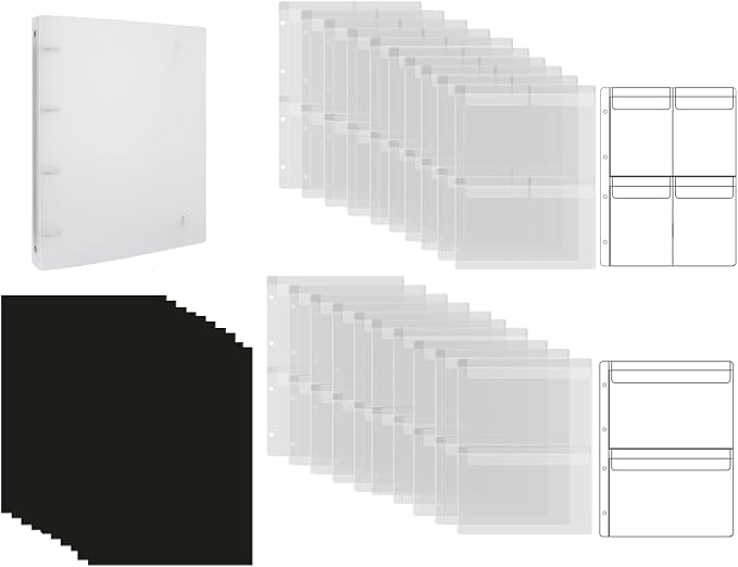 Briartw 1 A4 Die Storage Book Binder,10 A4 Magnet Sheets and 20 Inserts Set,Inserts with Two and Four Pockets for Storage Craft Supplies,Cardstock,Sticker,Stamp,Cutting Dies,Stencil by Briartw