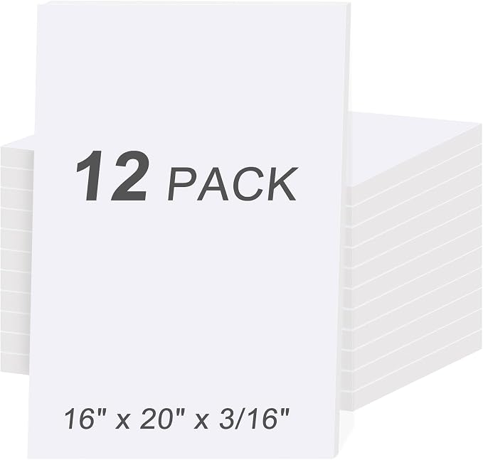 12 Pack White Foam Board 16" x 20", 3/16" (5MM) Thick Board Poster Acid-Free Foam Core, Double Sided Foamboard Sheets for Projects, Art, Craft, Presentations and Wedding Signage by MYFAMIREA