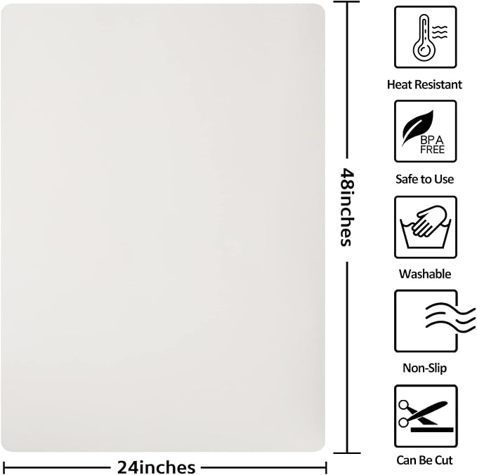 Silicone Mat Heat Resistant Mats for Countertop, Multipurpose Large Silicone Mats for Crafts Kitchen Workbench Size 48x24 inches Thick 2mm,Rolled Package,Beige - Image 2