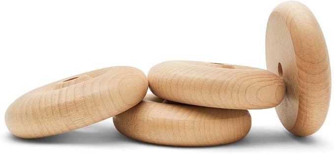 Classic Mini Wooden Wheels, Great for Crafts Too, 3 Inch Diameter, 3/4 Inch Thick, 3/8 Inch Hole, Pack of 4, by Woodpeckers by Woodpeckers