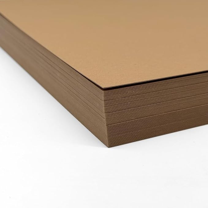 Limited Papers(TM) Kraft Lightweight, Recycled Bulk Arts & Craft Materials, Tabloid/Ledger, Booklet Size, 11" x 17" 28/70lb Text Sheets, 200 Pieces, Smooth Finish, Natural Brown. - Image 2