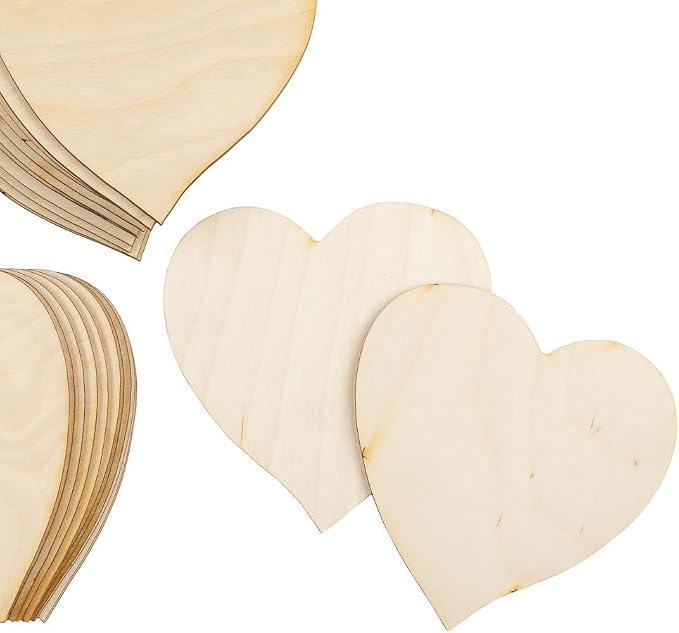 Pack of 24 Unfinished Wooden Heart Cutouts - Blank Wood Heart Shapes DIY Valentine's Day Sweetest Day Craft Projects Made in USA (Size: 4-1/2" H x 4-1/2" W) - Image 5