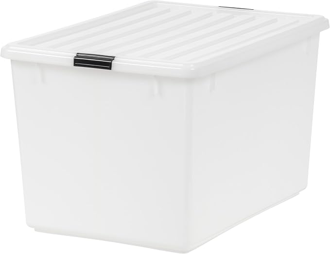 IRIS USA 132 Qt Stackable Storage Bins with Lids, Clear | High-capacity clear design is ideal for blankets, comforters and oversized household items, Stackable and nestable - Image 7