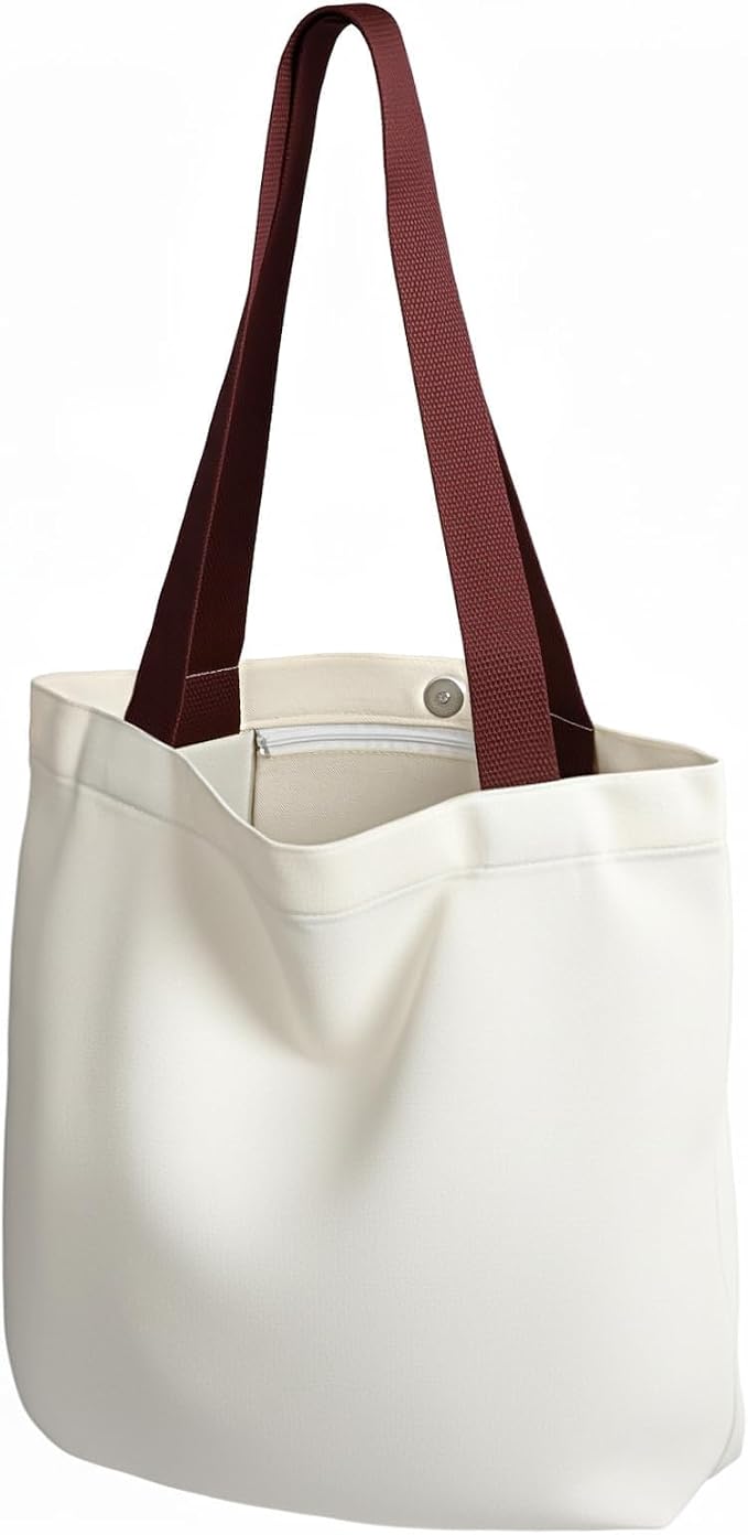 2 Pack Canvas Tote Bags With Handle, Canvas Shopping Bag, Brown | Versatile Hand Shoulder Carry, 15x16 Inch Large Large Capacity, for Work, Travel, Shopping by MOLOVACase