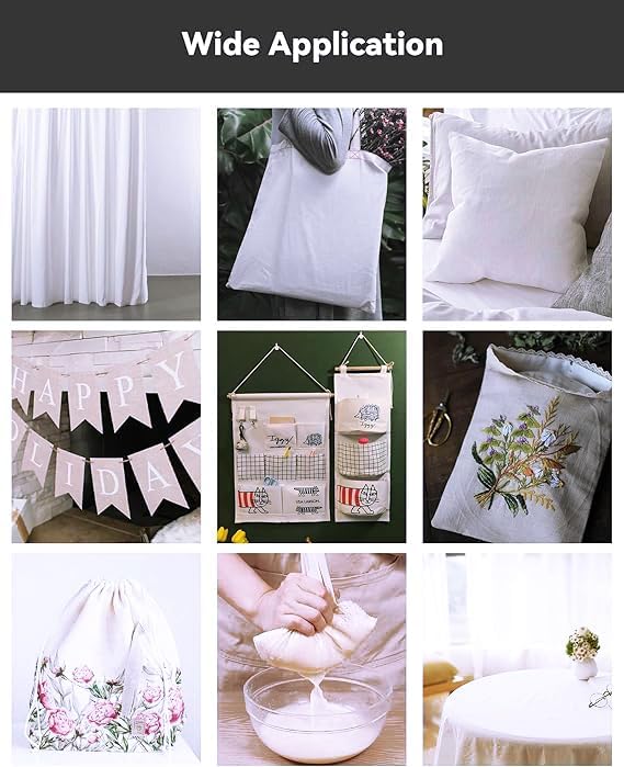 VDS 50 Yard Long, 100% Cotton Muslin Fabric 48” Inch Wide, White Bleached Medium Weight Fabric Linen Textile for Backing Material Quilting Sewing Draping Apparel Cloths Crafts DIY Multipurpose - Image 6
