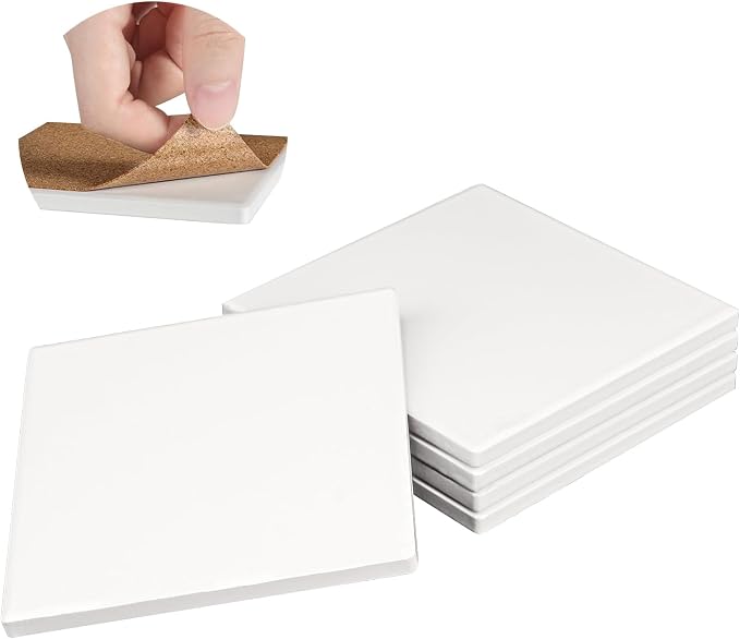 40 Pack 4 x 4 Inch Square Ceramic Tiles for Crafts, Blank Ceramic Coasters with Cork Backing Pad, Perfect for Painting, Alcohol Ink, Acrylic Pouring - DIY Coaster(Unglazed) - Image 3