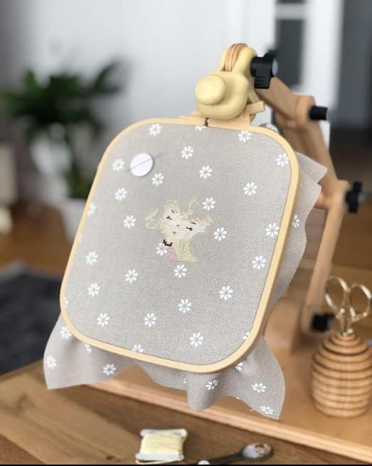 Nurge Adjustable Embroidery Table Stand and Embroidery Hoop Small-Medium , Cross Stitch Hoop Stand, Embroidery Hoop Holder. Hand Polished Natural Wood (Stand + No:2-3) - Image 8