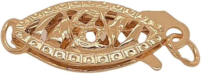 14K Solid Yellow Gold Marquise Filigree Safety Clasp, 16MM by CRAFT WIRE | 1pc, 14K Solid Yellow Gold Marquise Filigree Clasp, Gold Clasp for Pearl or Bead Strands, Connector for Jewelry Made in USA - Image 4