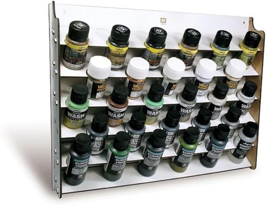 Vallejo - Wall Mounted Paint Display for Organization of Acrylic Paints for Scale Models and Miniatures | Holds 28 Bottles of 35 ml (1.18 fl.oz.) or 60 ml. (2.02 fl.oz.)