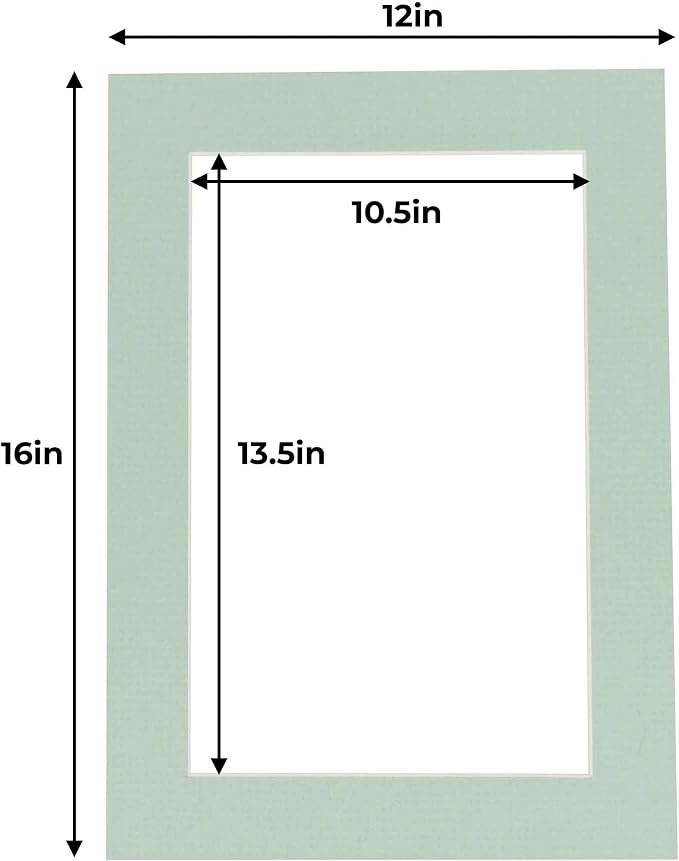 11x14 Mat for 12x16 Frame - Precut Mat Board Acid-Free Show Kit with Backing Board, and Clear Bags Honeydew Green 11x14 Photo Matte For a 12x16 Picture Frame Matboard for Framing, Pack of 25 Mats - Image 3