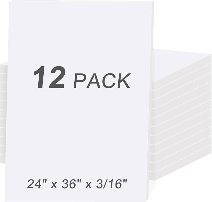 12 Pack White Foam Board 24" x 36", 3/16" (5MM) Thick Board Poster Acid-Free Foam Core, Double Sided Foamboard Sheets for Projects, Art, Craft, Presentations and Wedding Signage by MYFAMIREA