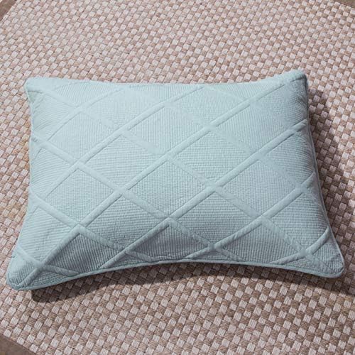 Tache Solid Seafoam Blue Green Soothing Pastel Soft Cotton Geometric Diamond Stitch Pattern Lightweight Quilted Bedspread 3 Piece Set, Queen - Image 6