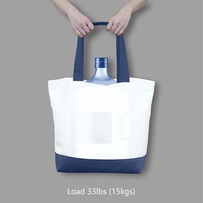 TOPDesign 3-Pack Super Strong Large 12oz Cotton Canvas Tote Bags, Reusable Grocery Shopping Cloth Bags, Fashionable Two-Tone Totes for Crafts, DIY Your Creative Designs - Image 6