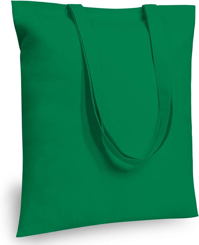 TOPDesign 24-Pack Economical 16"x15" Kelly Green Cotton Tote Bag, Lightweight Medium Reusable Grocery Shopping Cloth Bags, Suitable for DIY, Advertising, Promotion, Gift, Activity by TOPDesign