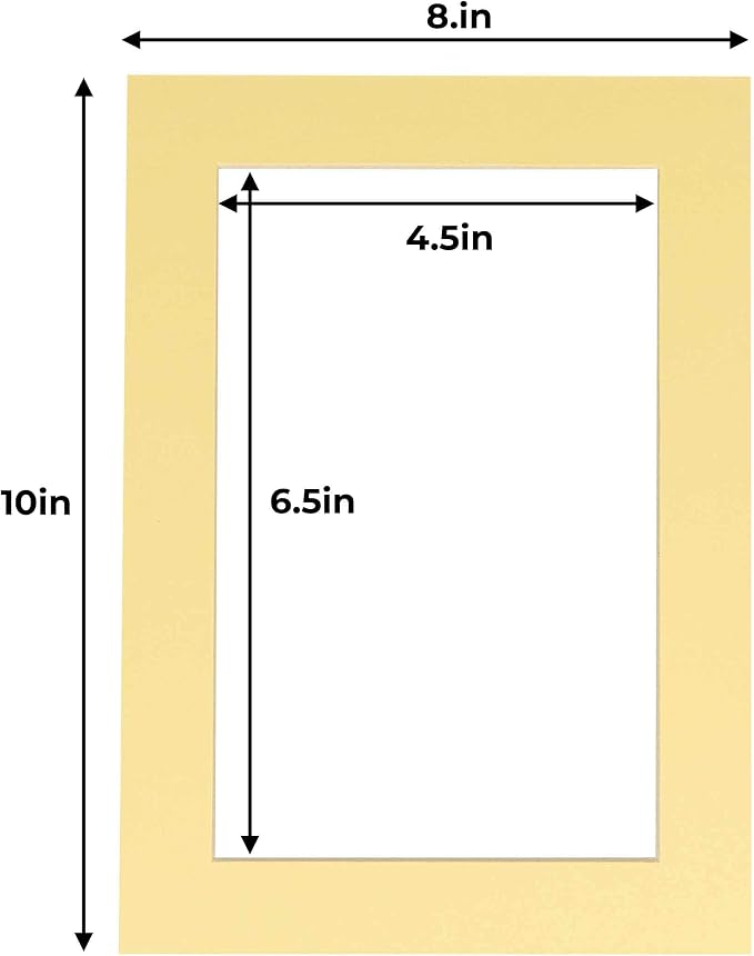 5x7 Mat for 8x10 Frame - Precut Mat Board Acid-Free Show Kit with Backing Board, and Clear Bags Soft Yellow 5x7 Photo Matte Made to Fit a 8x10 Picture Frame Matboard for Framing, Pack of 25 Mats - Image 4