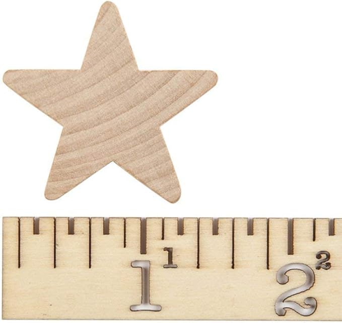 Wood Stars for Crafts, Small Wooden Stars Cutouts 1-1/2 Inch by 3/16 Inch, Pack of 50, Christmas, July 4th & Memorial Day by Woodpeckers - Image 2