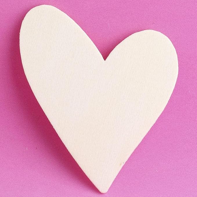 Pack of 24 Unfinished Wooden Heart Cutouts - Blank Wood Heart Shapes DIY Valentine's Day Sweetest Day Craft Projects Made in USA (Size: 4" H x 3-1/4" W) by FactoryDirectCraft