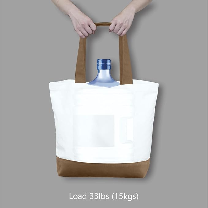 TOPDesign 1-Pack Super Strong Large 12oz Cotton Canvas Tote Bag, Reusable Grocery Shopping Cloth Bag, Fashionable Two-Tone Tote for Crafts, DIY Your Creative Designs - Image 6