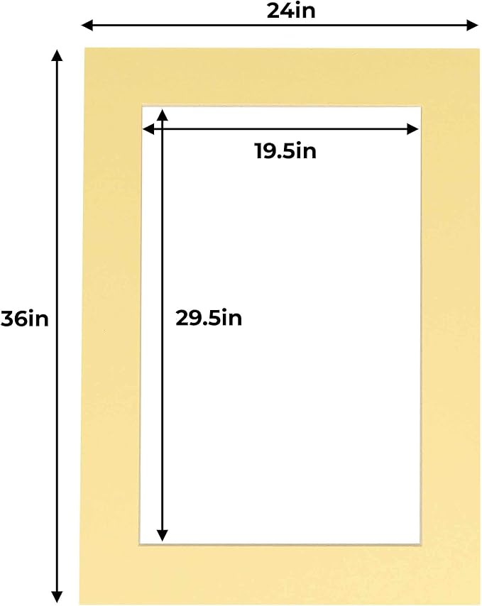20x30 Mat for 24x36 Frame - Precut Mat Board Acid-Free Soft Yellow 20x30 Photo Matte For a 24x36 Picture Frame, Premium Matboard for Family Photos, Show Kits, Art, Picture Framing, Pack of 1 Mat - Image 4
