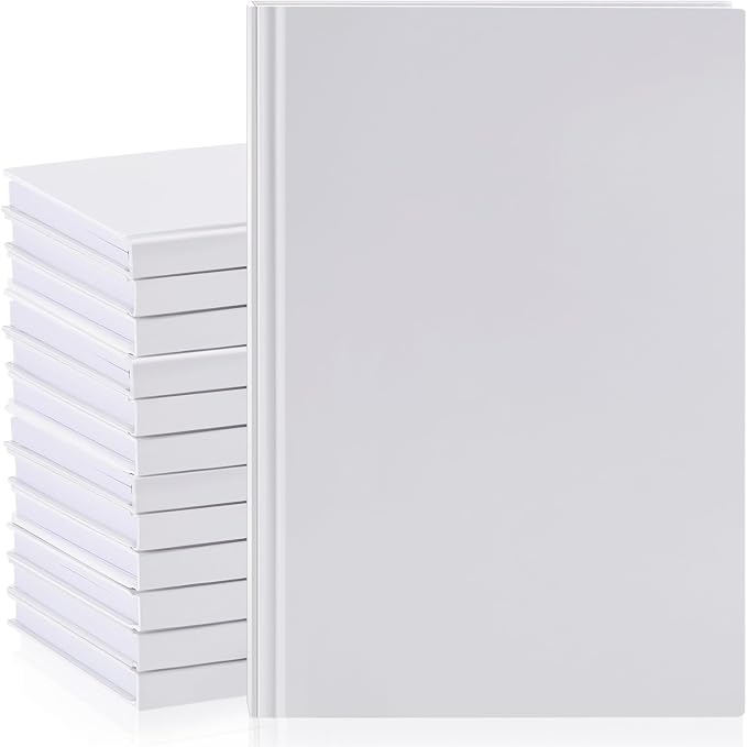 12 Pcs A5 Blank Notebook Journal Hardcover Sketchbook, 8.3 x 5.7 in | Bulk Unlined Sketch Book 100 Sheets/200 Pages Kraft Notebooks for Writing Drawing for Students School Office, White by Henoyso