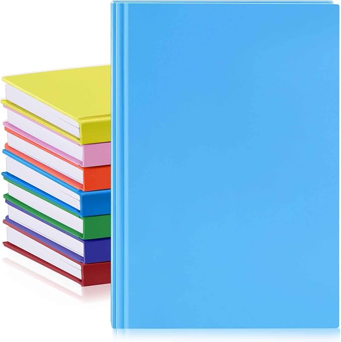 8 Pcs A5 Blank Notebook Journal Hardcover Sketchbook, 8.3 x 5.7 in | Bulk Unlined Sketch Book 100 Sheets/200 Pages Kraft Notebooks for Writing Drawing for Students School Office, Colorful by Henoyso