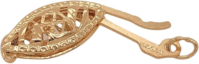 14K Solid Yellow Gold Marquise Filigree Safety Clasp, 16MM by CRAFT WIRE | 1pc, 14K Solid Yellow Gold Marquise Filigree Clasp, Gold Clasp for Pearl or Bead Strands, Connector for Jewelry Made in USA - Image 8
