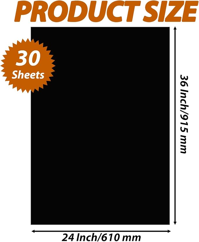 30 Sheets Black Poster Board, 24x36 inches Large Poster Paper, 250GSM Thickness Blank Posterboard Bulk for Office Project, School Supplies, DIY, Signs Project Presentations, Crafts and Drawing - Image 2