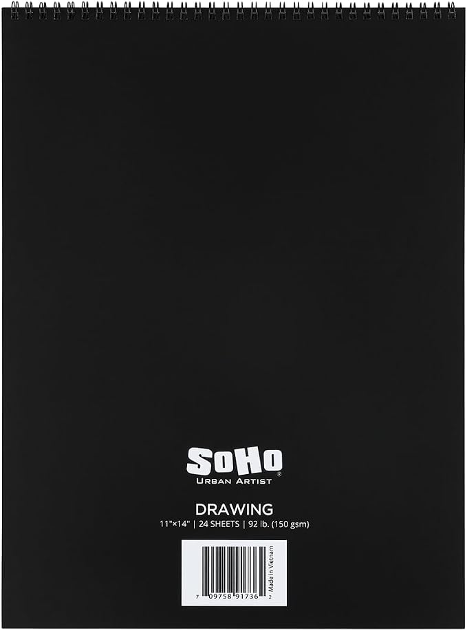 SoHo Urban Artist Softcover Drawing Pad - 11"x14", 24 Pack w/576 Sheets Total, 92 lbs/150gsm, Mixed Media, Dual-Sided, Acid-Free, Wire-Bound, Micro-Perforated, Repeated Erasing & Reworking - Image 2