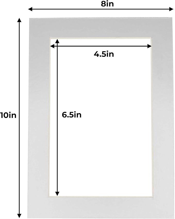 5x7 Mat for 8x10 Frame - Precut Mat Board Acid-Free Show Kit with Backing Board, and Clear Bags Metallic Silver 5x7 Photo Matte Made to Fit a 8x10 Picture Frame Matboard for Framing, Pack of 1 Mat - Image 4