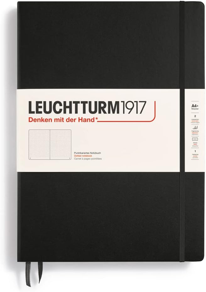 LEUCHTTURM1917 - Notebook Hardcover Master Classic A4+ - 235 Numbered Pages for Writing and Journaling (Black, Dotted) by LEUCHTTURM1917
