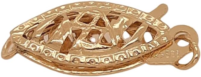 14K Solid Yellow Gold Marquise Filigree Safety Clasp, 16MM by CRAFT WIRE | 1pc, 14K Solid Yellow Gold Marquise Filigree Clasp, Gold Clasp for Pearl or Bead Strands, Connector for Jewelry Made in USA by CRAFTWIRE