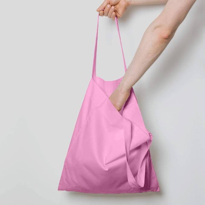 NPBAG 5 Pack 15'' X 16'' Baby Pink Cotton Tote Bags, Blank Bulk Cloth bags with 1pc of PTFE Teflon Sheet - Image 2